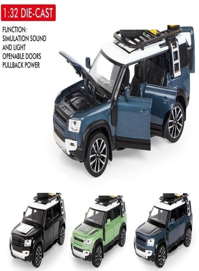 KONIGIN Play Game Kids 1:32 Scale Range Rover Defender Model Car Alloy Metal Pull Back Die-cast Car Metal Pullback Toy car with Openable Doors & Light Music Best Gifts Toys Kids (Multicolor) - Image 2